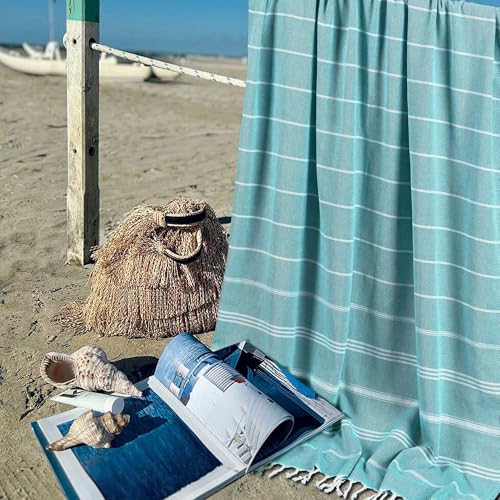 Aqua Topjini 39x71 Inch Oversized Turkish Beach Towel Quick Dry Sand-Free Vacation Essential