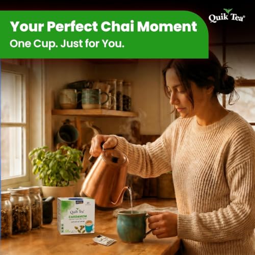 QuikTea Instant Cardamom Chai Tea Latte - 2 Count, Low Caffeine