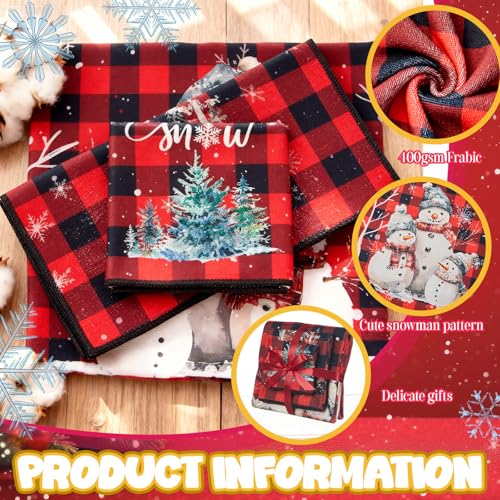 Peryiter 3 Pack Buffalo Winter Decorative Bath Towels Set - Snowman Christmas Design