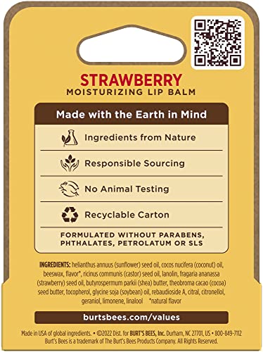 Burt's Bees Moisturizing Lip Balm, Strawberry, 0.15 oz
