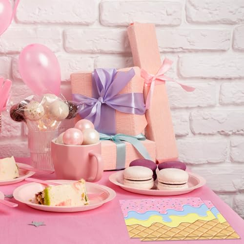 Ice Cream Party Napkins - 40 Pack Disposable Paper Napkins for Birthdays