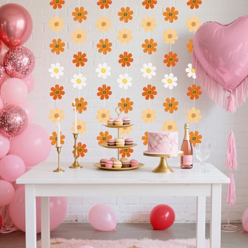 8Pcs Daisy Groovy Boho Party Hanging Banners - Retro Decor