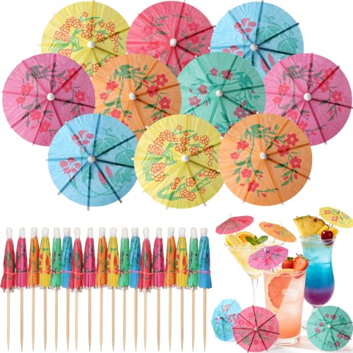 Multicolor 60 Mini Cocktail Umbrellas Drink Picks - Tropical Party Decorations