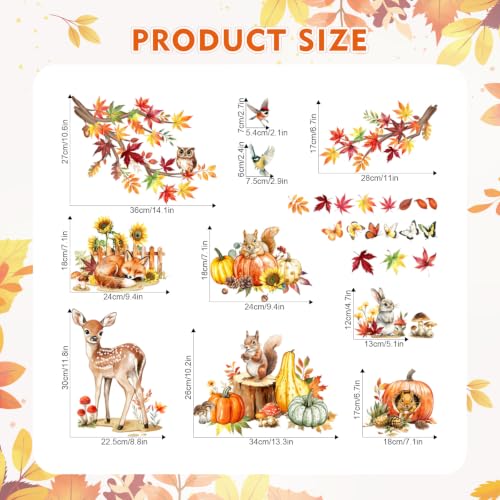 Autumn Window Clings - Double-Sided Fall Animal Decor Stickers