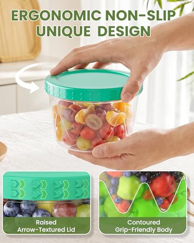 Reusable Food Storage Containers Set with Airtight Twist Lids - 13 Pack, BPA-Free Plastic, Leakproof & Microwave Safe