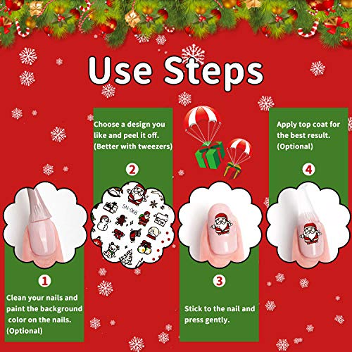 Luminous Christmas Nail Stickers for Kids - 6 Sheets of Glow Decals