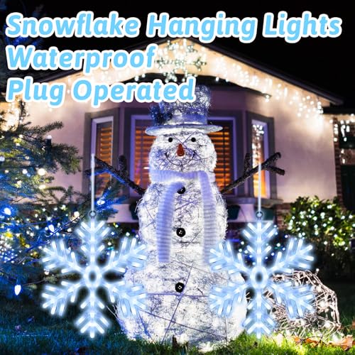 Large 23.6 Inch LED Snowflake Lighted Decorations for Outdoor Windows - Christmas Yard & Porch Decor - Variation of 4 / 23.6 x 23.6 in