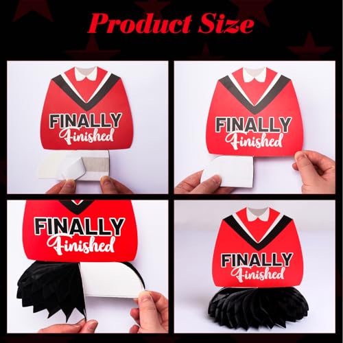 9pcs Graduation Honeycomb Centerpieces Red and Black Table Toppers