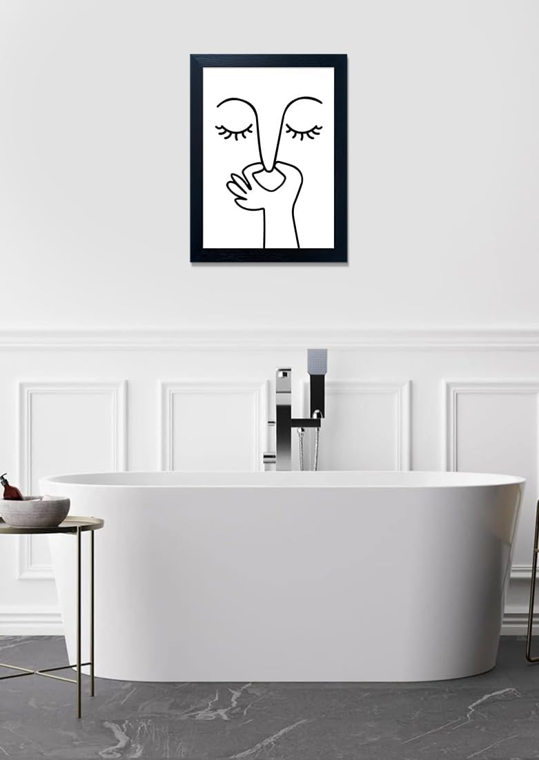Regine Switzerland Funny Bathroom Wall Art - Humorous Canvas Print for Guest Toilet Decor | Black and White Design