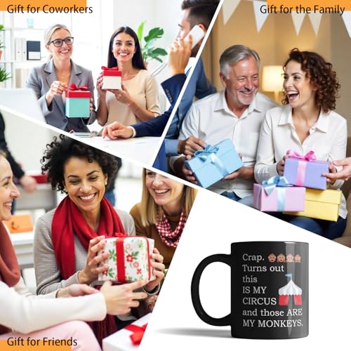 Funny Monkeys Circus Mug - Humorous Office & Parenting Tea Cup Gift