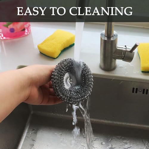 Stainless Steel Wool Scrubber Set with Handle - Heavy Duty Cleaning Pads & Brushes for Kitchen