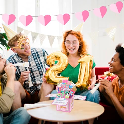 CIEHER 21st Birthday Pop Up Card - Unique 3D Greeting for Girls