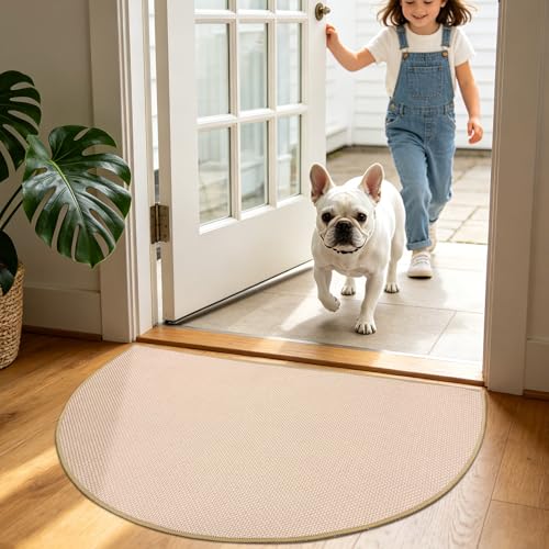 Jtshy Half Circle Door Mat, 19.6 x 31.4 Inch Non-Slip Entryway Rug