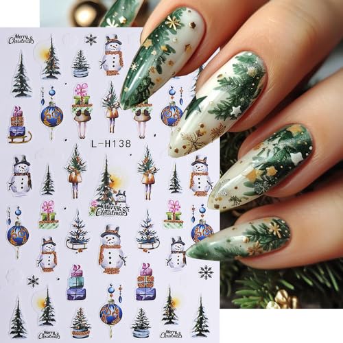 Christmas Nail Art Stickers 3D Self-Adhesive Winter Decals 6 Sheets