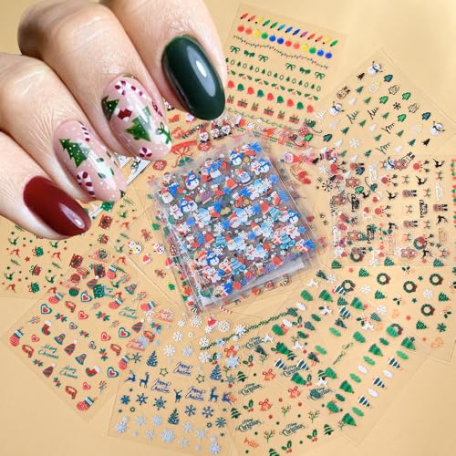 Christmas Snowflake Nail Decals - 30 Sheets 3D Self-Adhesive Winter Holiday Nail Art Stickers