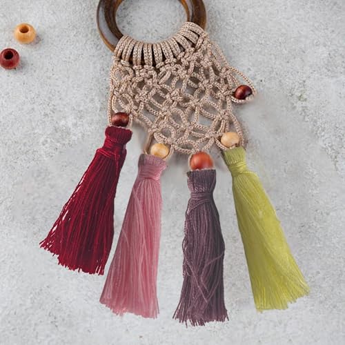 110Pcs Burgundy Mini Crafting Tassels with Golden Jump Rings - 3cm