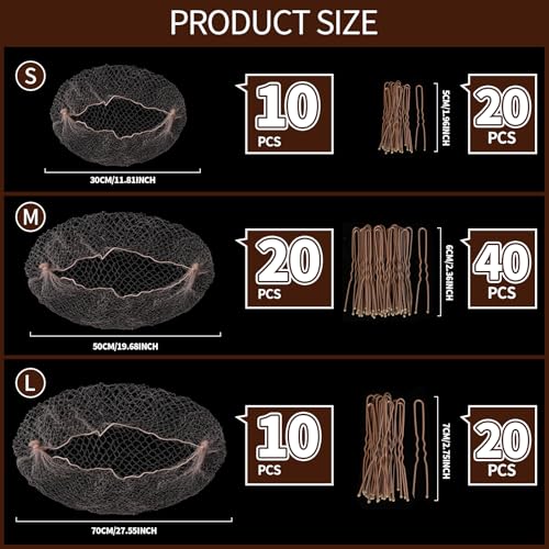 Teenitor Hair Nets for Buns and Bobby Pins Set - Tan Brown