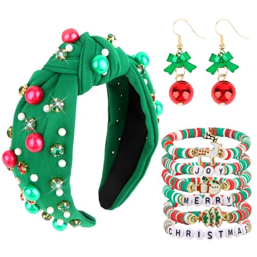 Semato 9-Piece Christmas Accessory Set with Headband, Earrings & Bracelets