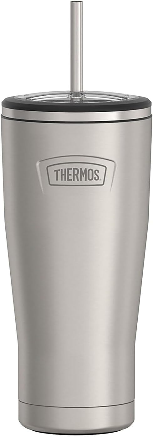 THERMOS Icon Series Stainless Steel Cold Tumbler - 24 Ounce, Matte Finish, Vacuum Insulated with Lid & Straw