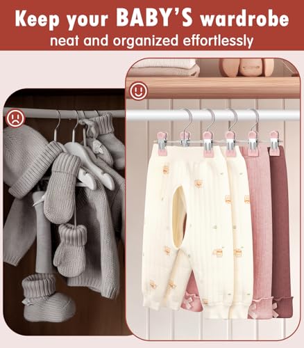 DOIOWN 10 Pack Baby Pants Hangers with Clips - Non-Slip Closet Organizer