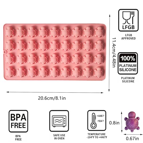 Ahorasky Mini Turtle Silicone Mold - 72-Cavity Gummy Candy & Chocolate Tray