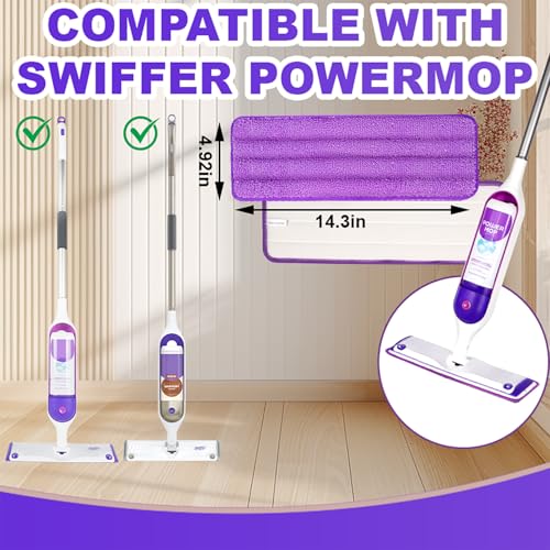 INFICRIME Reusable Microfiber Mop Pads for Swiffer PowerMop 13-16 inch, Machine Washable Floor Cleaning Refills