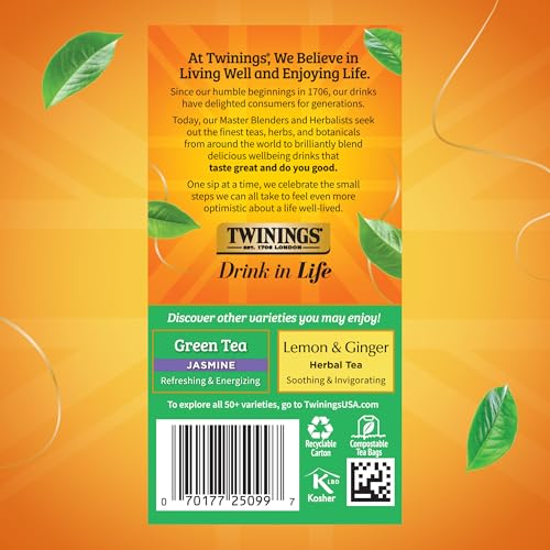 Twinings Green Tea with Lemon - Caffeinated Tea Bags, 20 Count