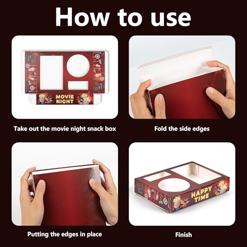 16 Pcs Retro Movie Night Snack Trays with Cup Holder - Brown