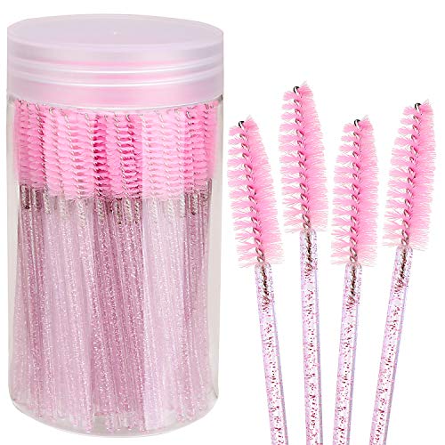 Elisel Disposable Mascara Brushes 100pcs with Container - Crystal Pink