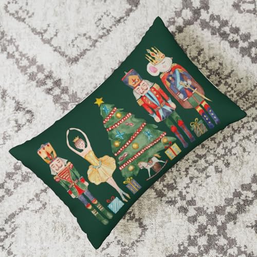 Green Nutcracker Pillow Covers 12x20 Set of 2 for Christmas Decor