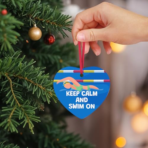 Xiecolty Ceramic Christmas Ornament for Swimmers and Swim Coaches