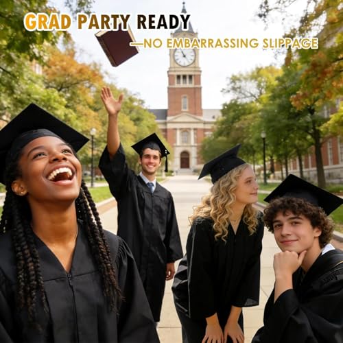 ZEYER Graduation Cap Headband Insert - Anti-Fall Black Hair Band