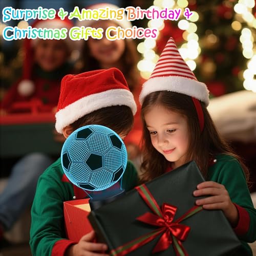 3D Soccer Illusion Night Light with 16 Colors - Perfect Gift for Boys