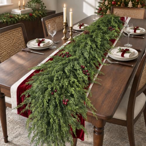 Artificial Cedar Garland for Fireplace and Holiday Decor - 6 FT, Full & Realistic