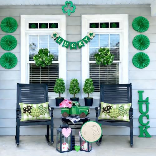 St. Patrick's Day Clover Buffalo Plaid Pillow Cover - 12x20 Waterproof
