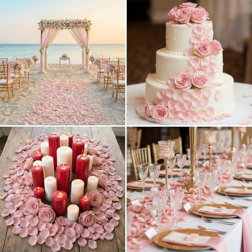 200 Pink Artificial Rose Petals for Wedding & Home Decor