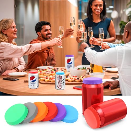 6-Pack Silicone Soda Can Lids - Reusable BPA-Free Covers for Standard Cans