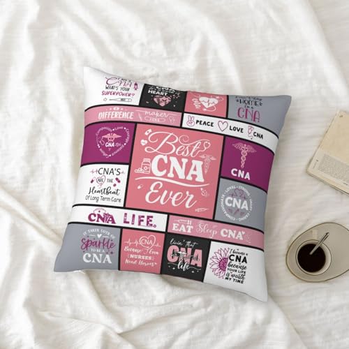 CNA Gifts for Women - 18" x 18" Pink Throw Pillow Cover