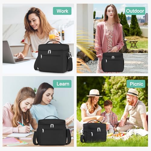 DALINDA Medium Insulated Lunch Bag - Leak-Proof Cooler Black 7L
