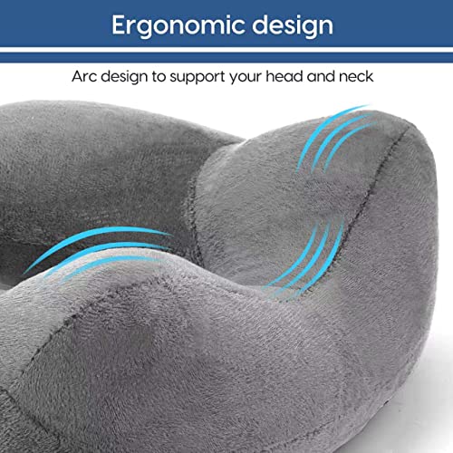HITSZS Inflatable Travel Neck Pillow - Grey Ergonomic Support with Kit