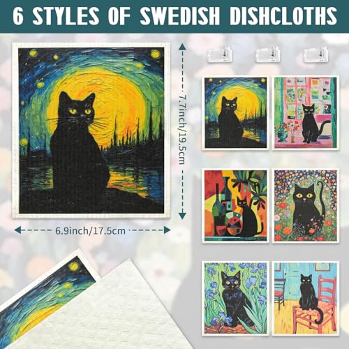 Swedish Dishcloths 6-Pack: Reusable Biodegradable Kitchen Cleaning Towels