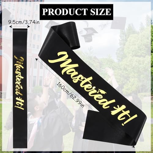 Mastered It Graduation Sash Black and Gold for Masters Degree