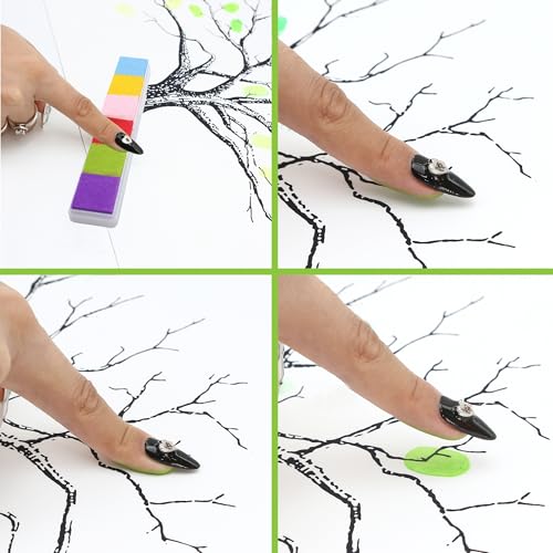 Wedding Fingerprint Guest Book - 12x16 Inch Canvas Tree Art with Ink Pads