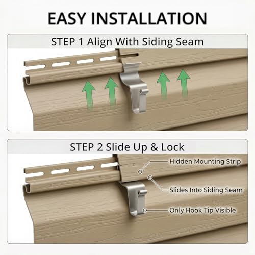 Kingrol 30 Pack Vinyl Siding Hooks - No Drill Heavy Duty Clips for Outdoor Decor