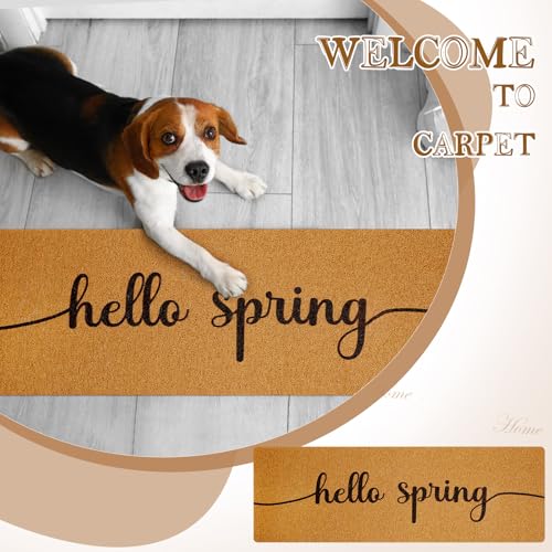 Hello Spring Long Doormat 48x16 Inch, Non-Slip PVC Entrance Mat - Yellow
