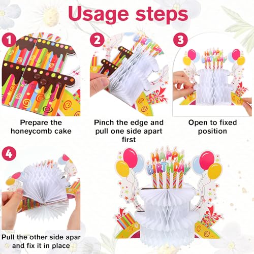 Gemoioio 2Pk Honeycomb Cake Centerpiece, Easy Assemble Birthday Decor