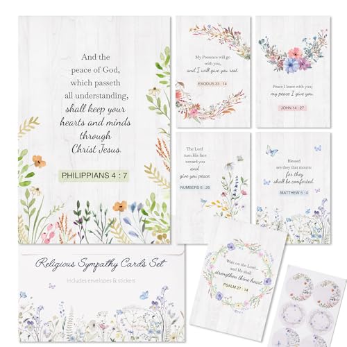 24-Pack Religious Sympathy Cards with Bible Verses & Envelopes