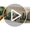Boho Cactus Lumbar Throw Pillow Cover 12x20 | Cotton Linen