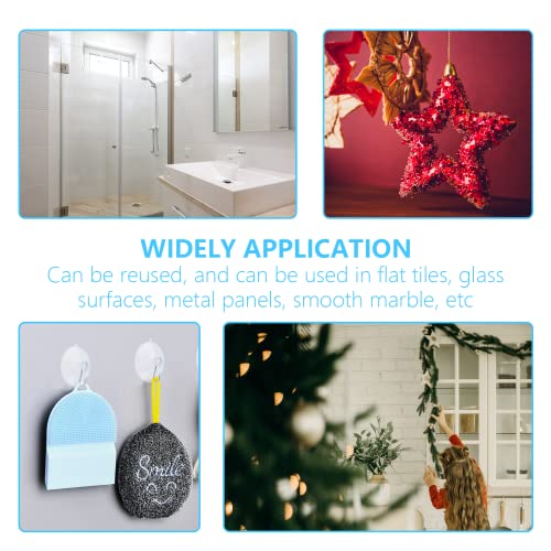 A-1.77 Inch 12Pcs Clear Suction Cup Hooks Heavy Duty Wall Mounts for Bathroom & Kitchen