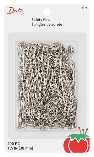 Dritz Safety Pins - 200 Pack, Size 2 Nickel-Plated Steel